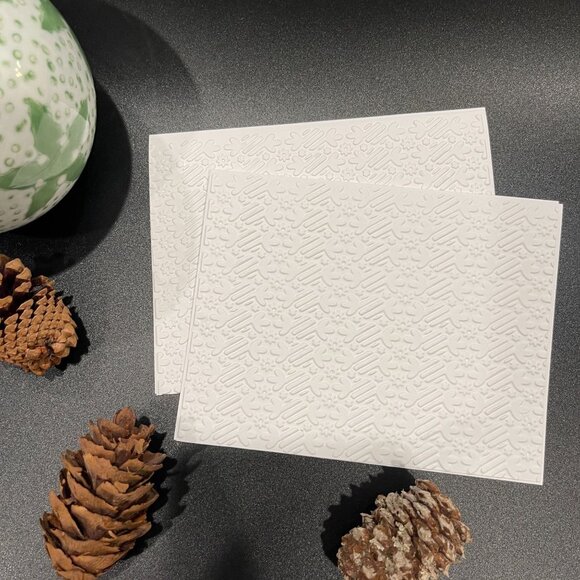 Peppermint Twist Embossed Holiday Cards, White Holiday Cards Set, Handmade Elega - Picture 2 of 6